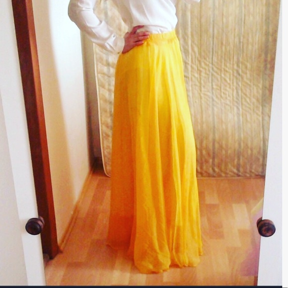 yellow chiffon maxi skirt